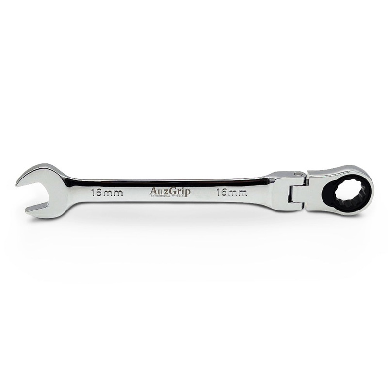 AuzGrip A89723 16mm Flexible Open End & Ring Combination Ratchet Spanner