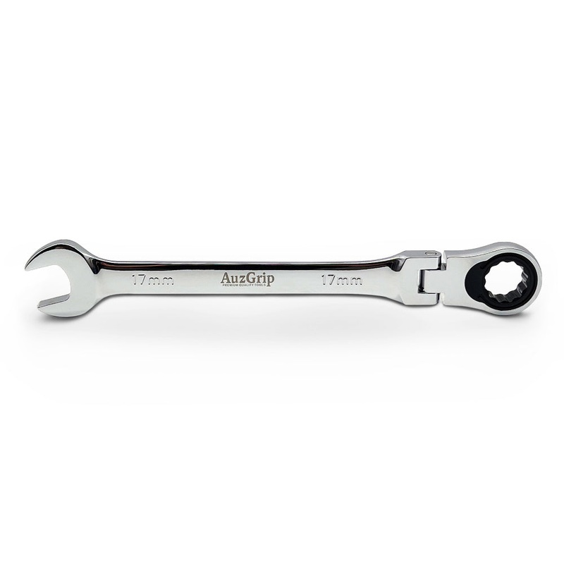AuzGrip A89724 17mm Flexible Open End & Ring Combination Ratchet Spanner