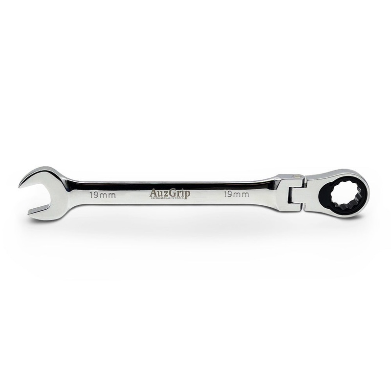 AuzGrip A89726 19mm Flexible Open End & Ring Combination Ratchet Spanner