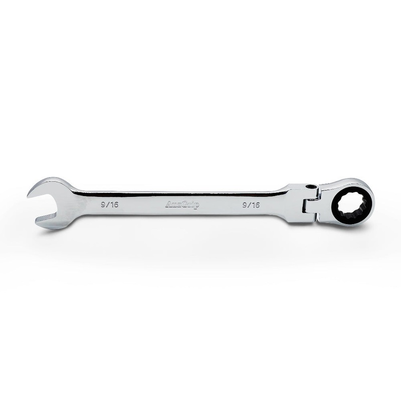 AuzGrip A89744 9/16 Flexible Open End & Ring Combination Ratchet Spanner