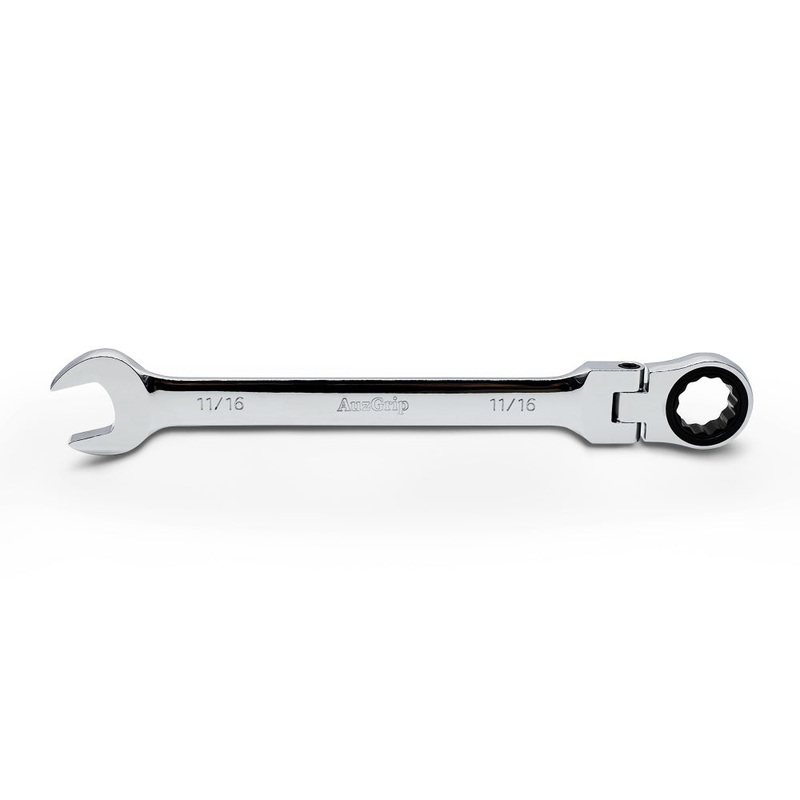 AuzGrip A89746 11/16 Flexible Open End & Ring Combination Ratchet Spanner