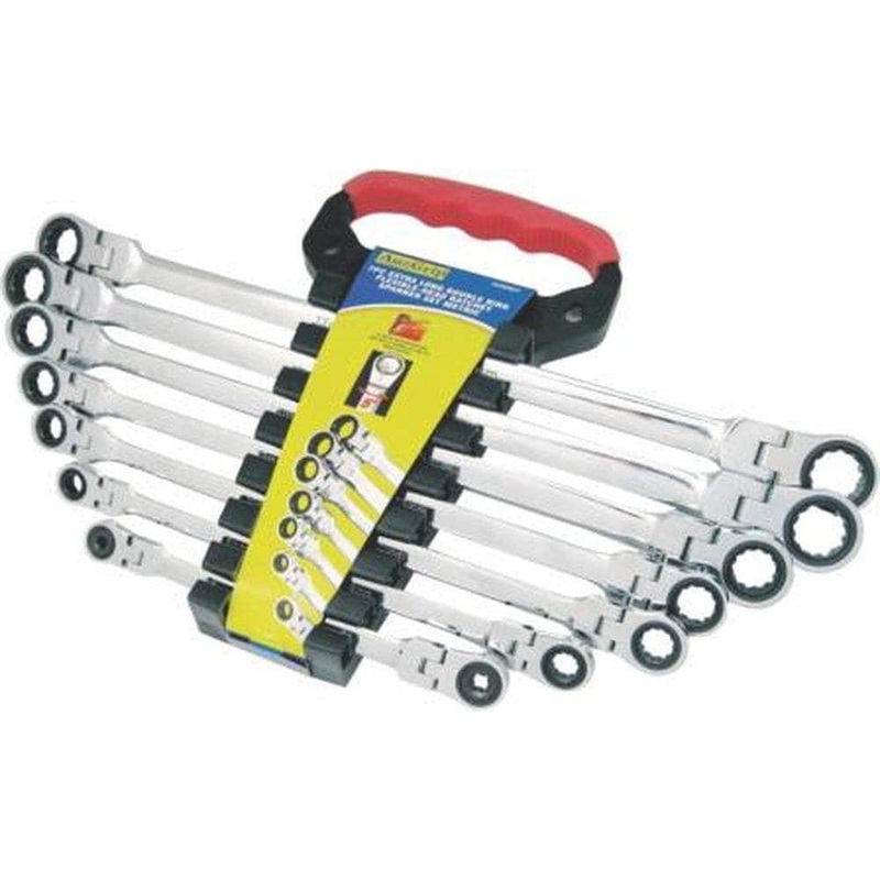 AuzGrip A89801 7 Piece Metric Flexible Double Ring Ratchet Spanner Set
