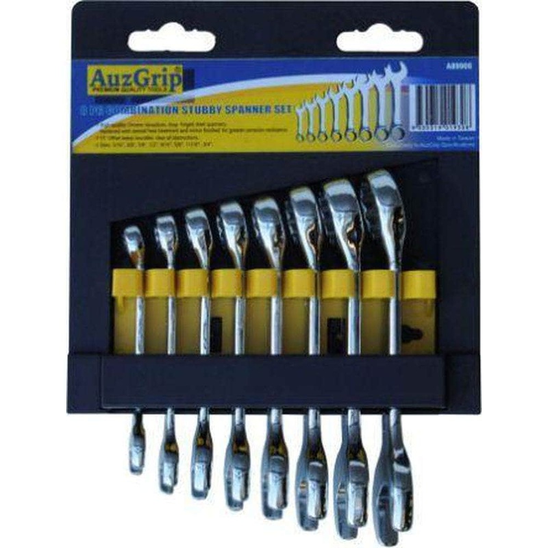 AuzGrip A89906 8 Piece SAE Stubby Combination Spanner Set