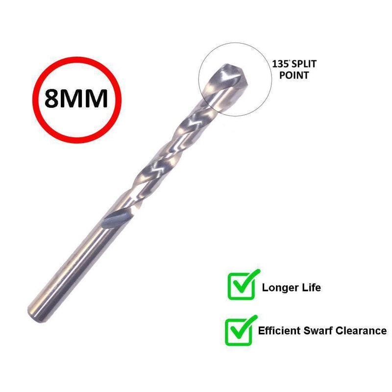 Insize IN0025 5 Piece 8mm Heavy Duty HSS M2 Drill Bit Set