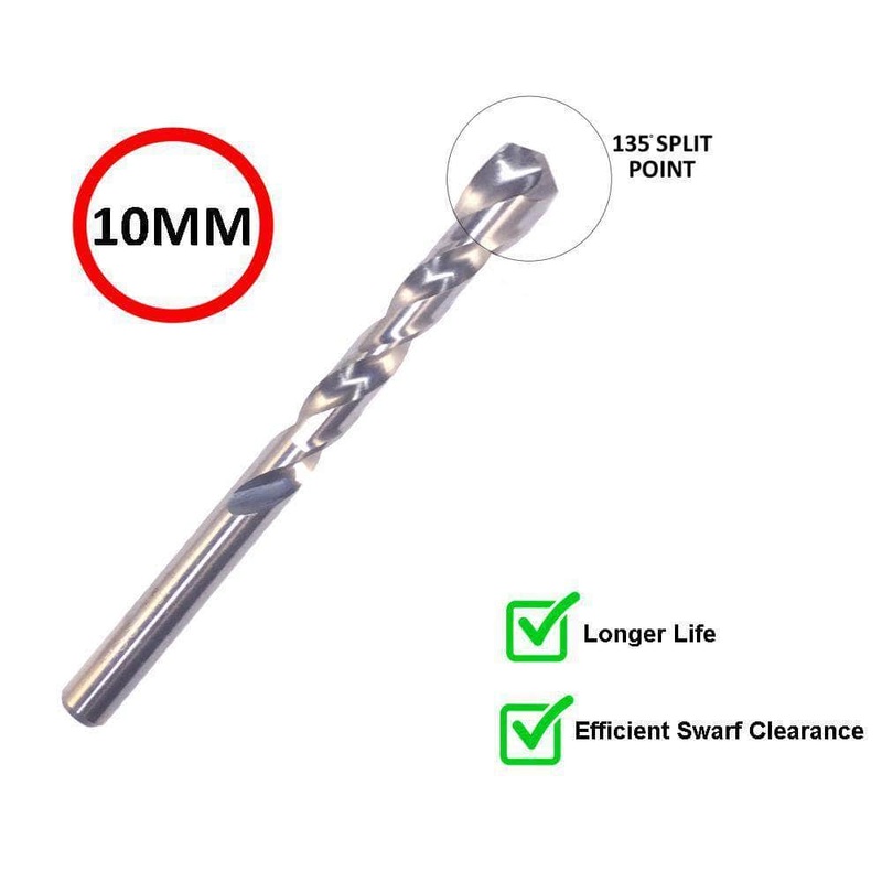 Insize IN0029 5 Piece 10mm Heavy Duty HSS M2 Drill Bit Set