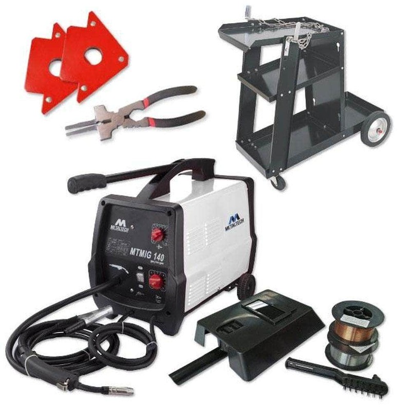 MetalTech MTMIG140 140A Gas & Gasless MIG Welder Kit with Trolley