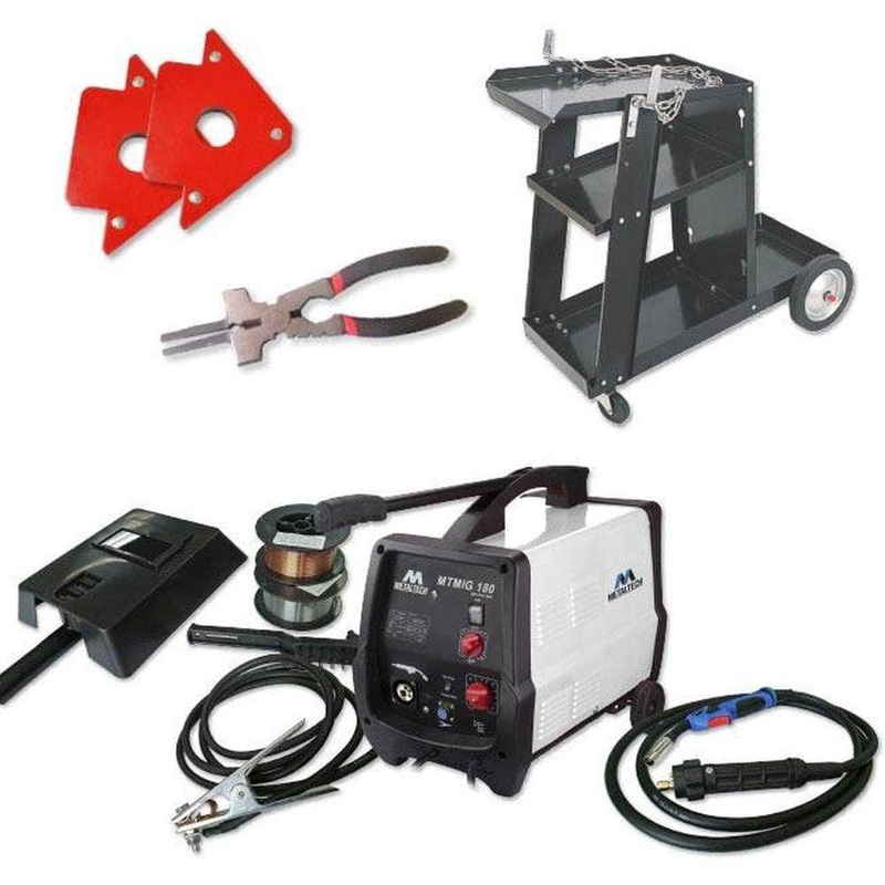 MetalTech MTMIG180 180A Gas & Gasless MIG Welder Kit with Trolley