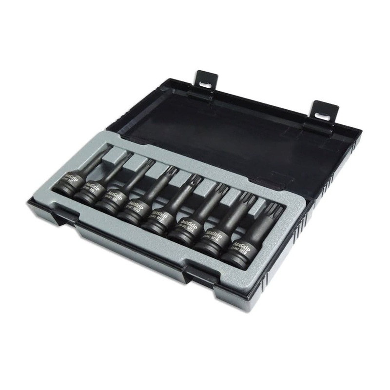 Auzgrip A84609 8 Piece 78mm 1/2” Square Drive Triple Square Bit Impact Socket Set