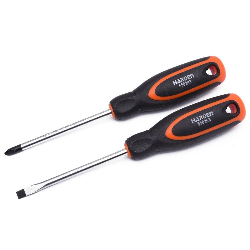 Harden 550392 2 Piece Flat Slotted & Phillips Professional Screwdriver Set