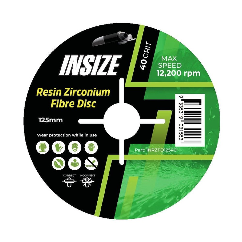 Insize INRZFD12540 125mm (5) x 40 Grit Resin Zirconium Fibre Disc