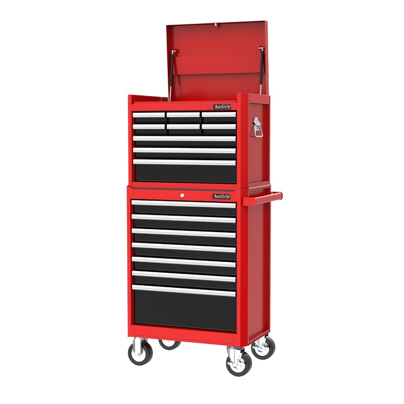Auzgrip A10001 26 16 Drawer Red & Black Tool Chest & Roller Cabinet Trolley Combo