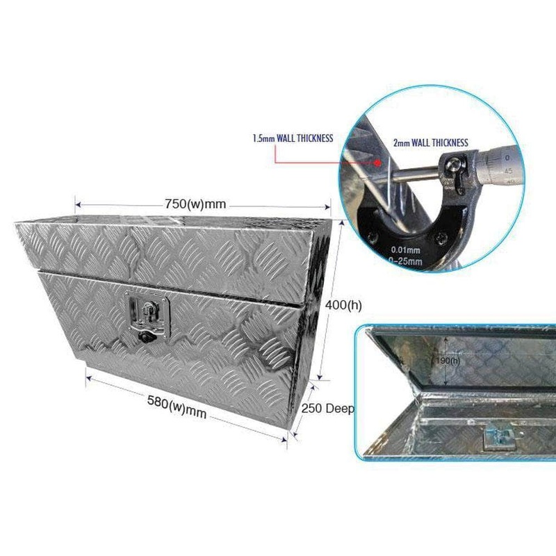 Grip 29366 750mm x 250mm x 400mm Left Hand Side Aluminium Under Ute Tool Box