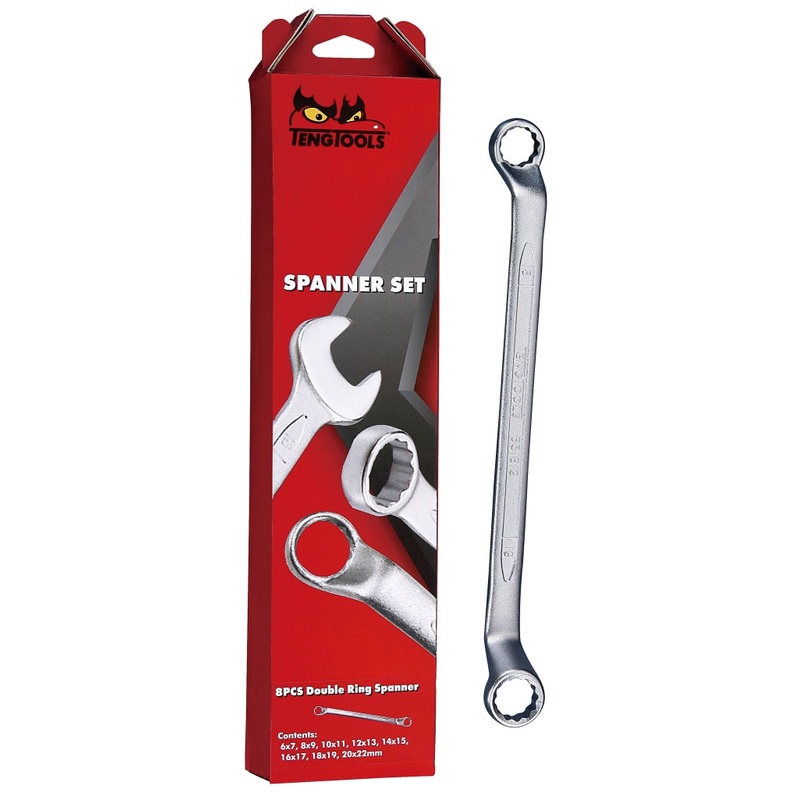 Teng Tools 8 Piece Metric Double Ring Spanner Set – 6308