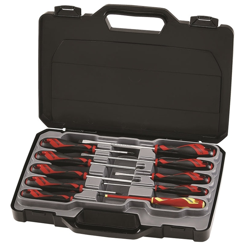 Teng Tools 10 Piece Flat Regular, 1000 Volt Flat, PH & PZ Type Screwdriver Set – MD910N