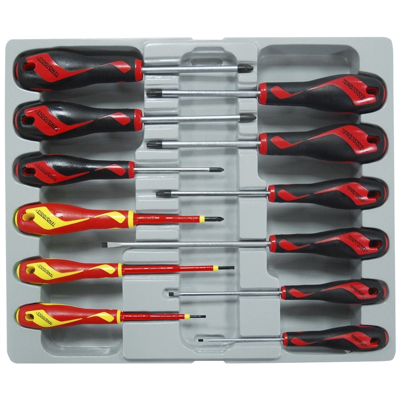 Teng Tools 12 Piece Flat Regular, PH, PZ & TX Type Screwdriver Set – MD912N1