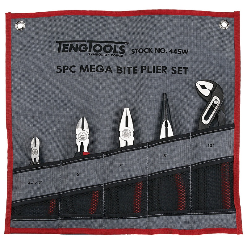 Teng Tools 5 Piece Mega Bite Plier Set – 445W