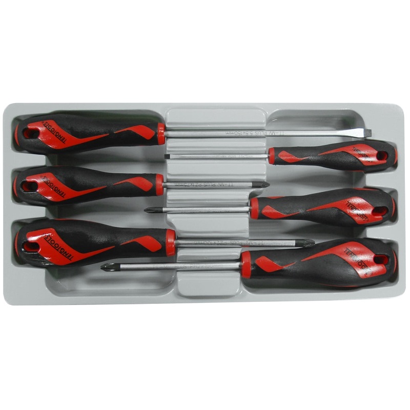 Teng Tools 6 Piece Flat Regular, PH & PZ Type Screwdriver Set – MD906N
