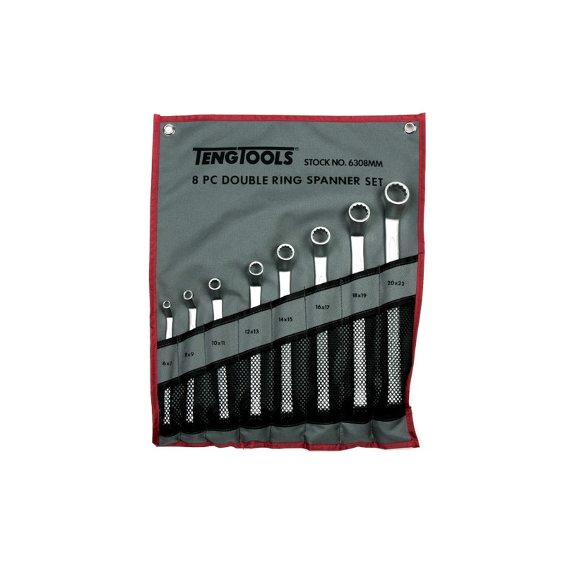 Teng Tools 8 Piece Metric Double Ring Spanner Set – 6308MM