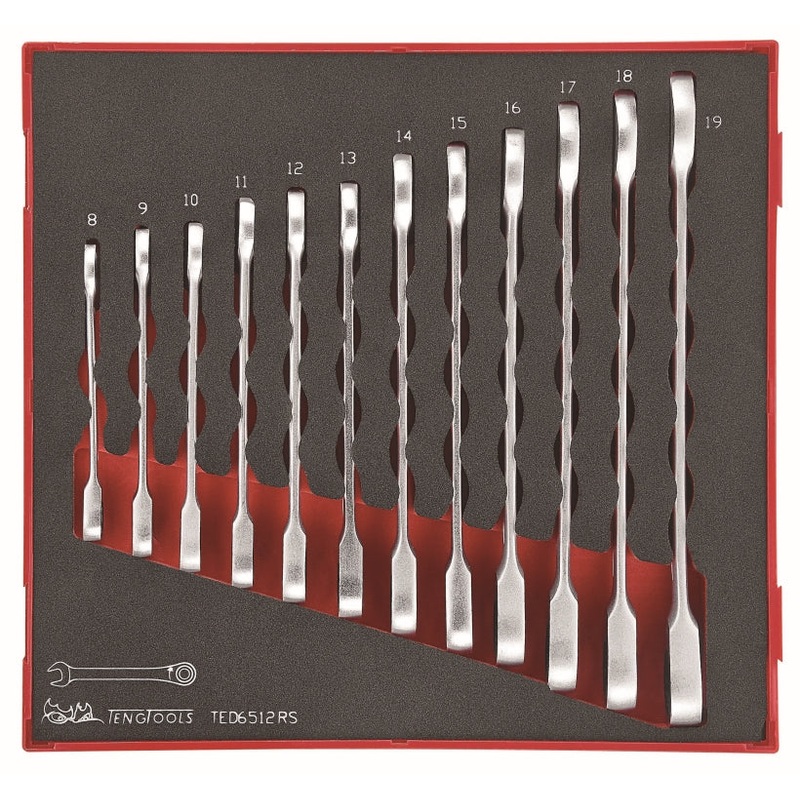 Teng Tools 12 Piece EVA Ratcheting Combination Spanner Set – TED6512RS