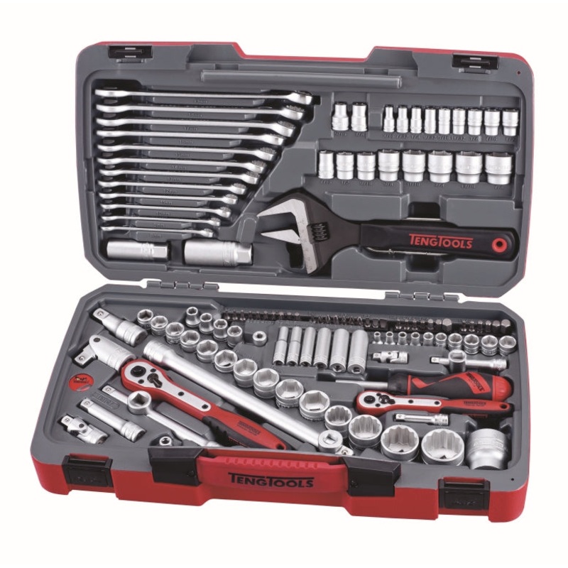 Teng Tools 127 Piece 1/4, 3/8 & 1/2 Drive Metric/AF Socket & Tool Set – TM127
