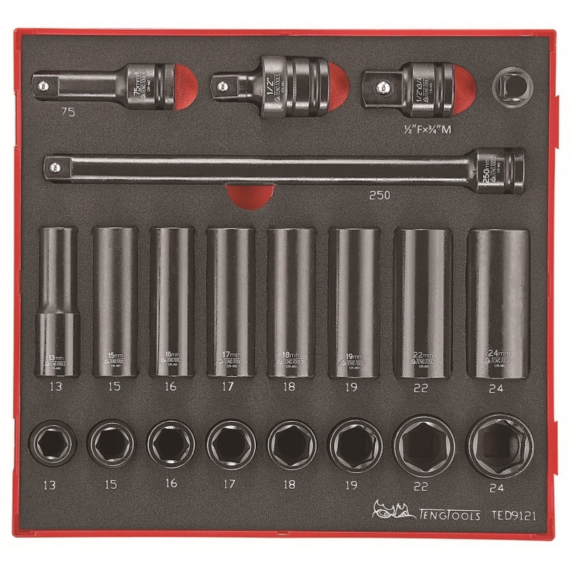 Teng Tools 21 Piece EVA 1/2 Drive Impact Socket Set – TED9121