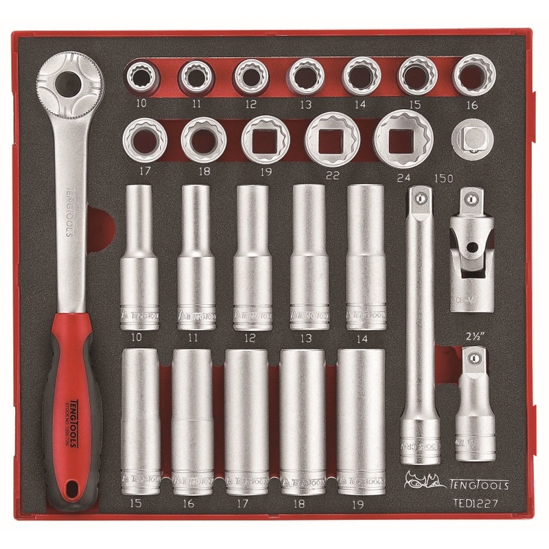 Teng Tools 27 Piece 1/2 Drive EVA Socket Set – TED1227