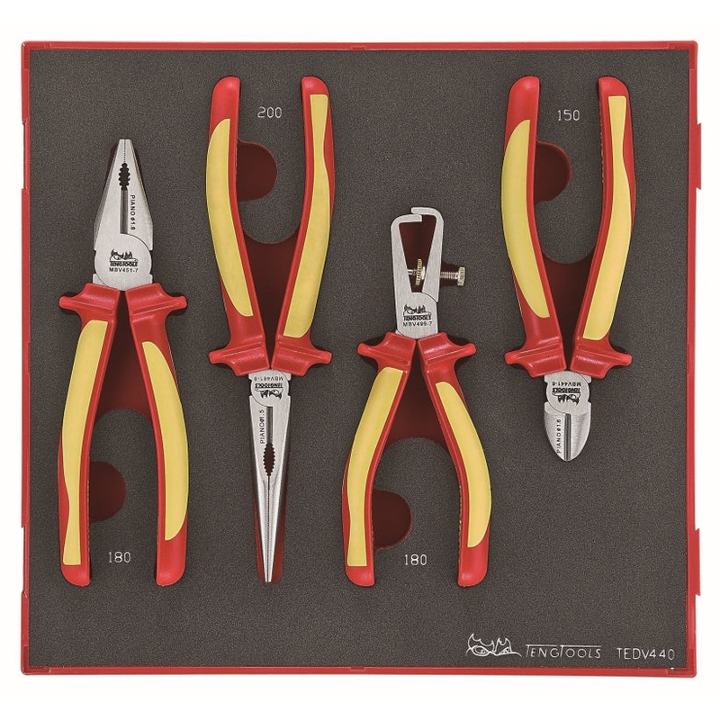 Teng Tools 4 Piece EVA 1,000 Volt Insulated Plier Set – TEDV440