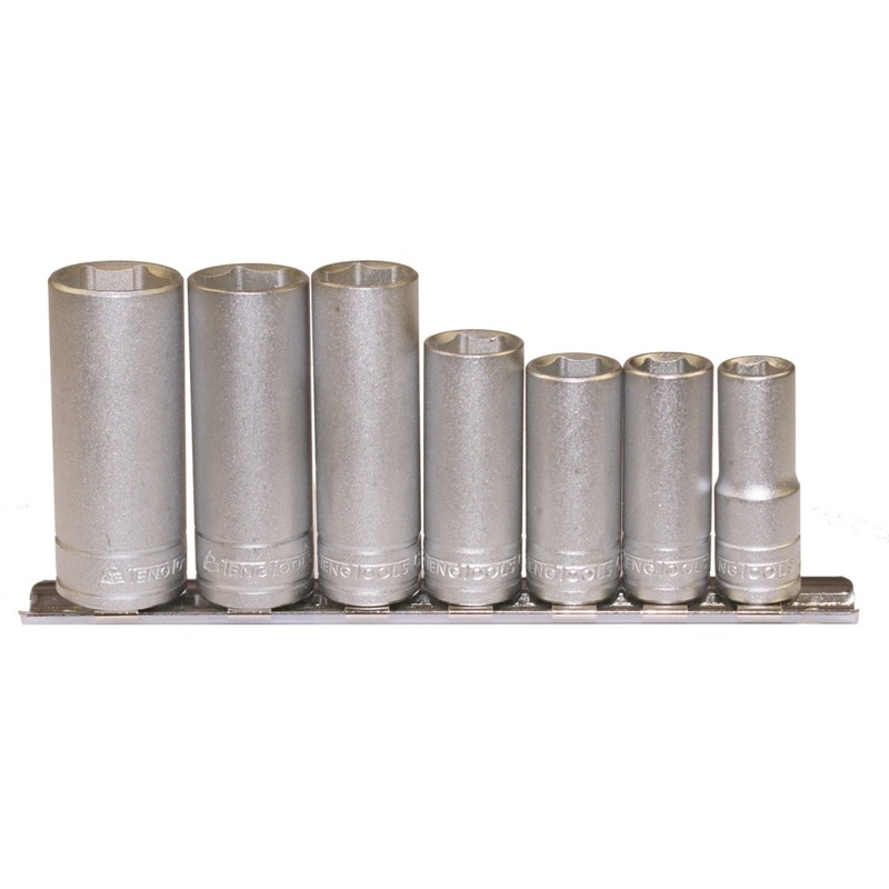 Teng Tools 7 Piece 3/8 Drive 6 Point Deep Metric Socket Clip Rail – M3807