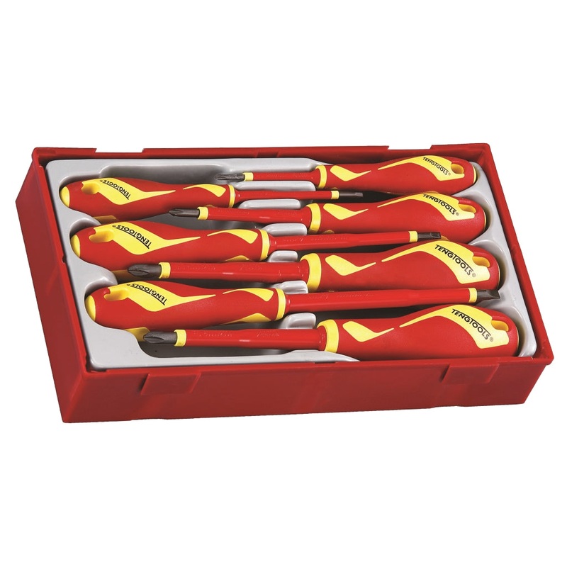 Teng Tools 7 Piece Flat/PH/PZ Type Insulated 1000 Volt Screwdriver Set – TTV907N