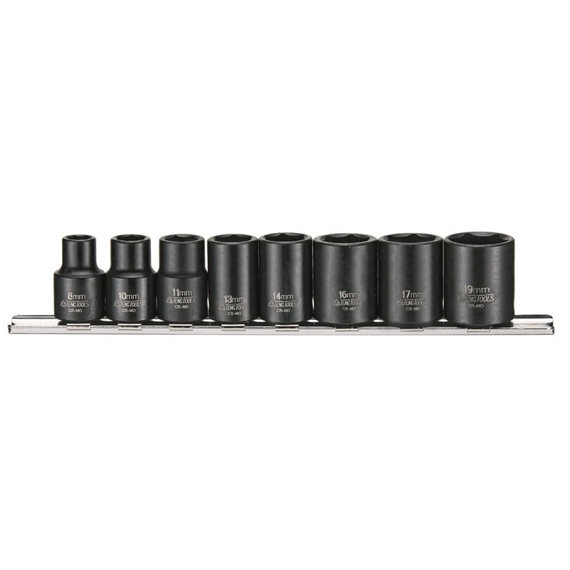 Teng Tools 8 Piece 3/8 Drive 6 Point Metric Impact Socket Set – 9381