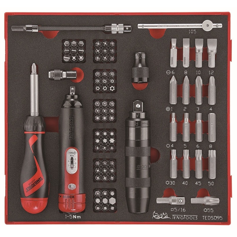 Teng Tools 95 Piece EVA Torque Screwdriver, Impact Driver & Bit Set – TEDSD95