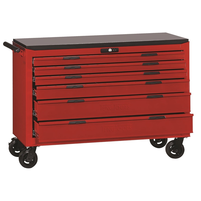 Teng Tools 53 6 Drawer 8 Series Roller Cabinet With Ball Bearing Slides & A Wooden Top Plate – TCW806LN