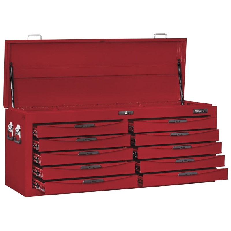 Teng Tools 53 Wide 10 Drawer 8 Series Top Box With Ball Bearing Slides & Rubber Feet – TC810N