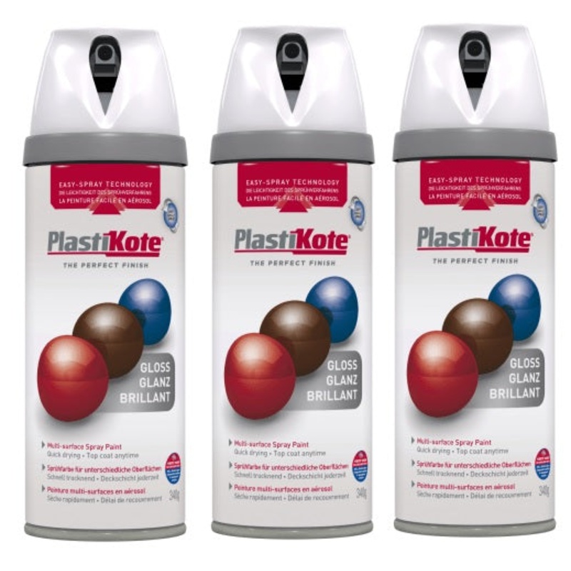 Plastikote Brilliant GLOSS White Spray Paint 400ml