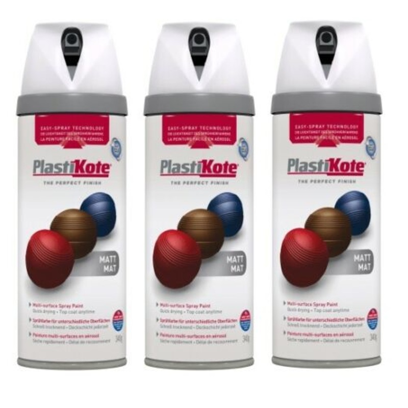 Plastikote Brilliant Matt White Spray Paint 400ml