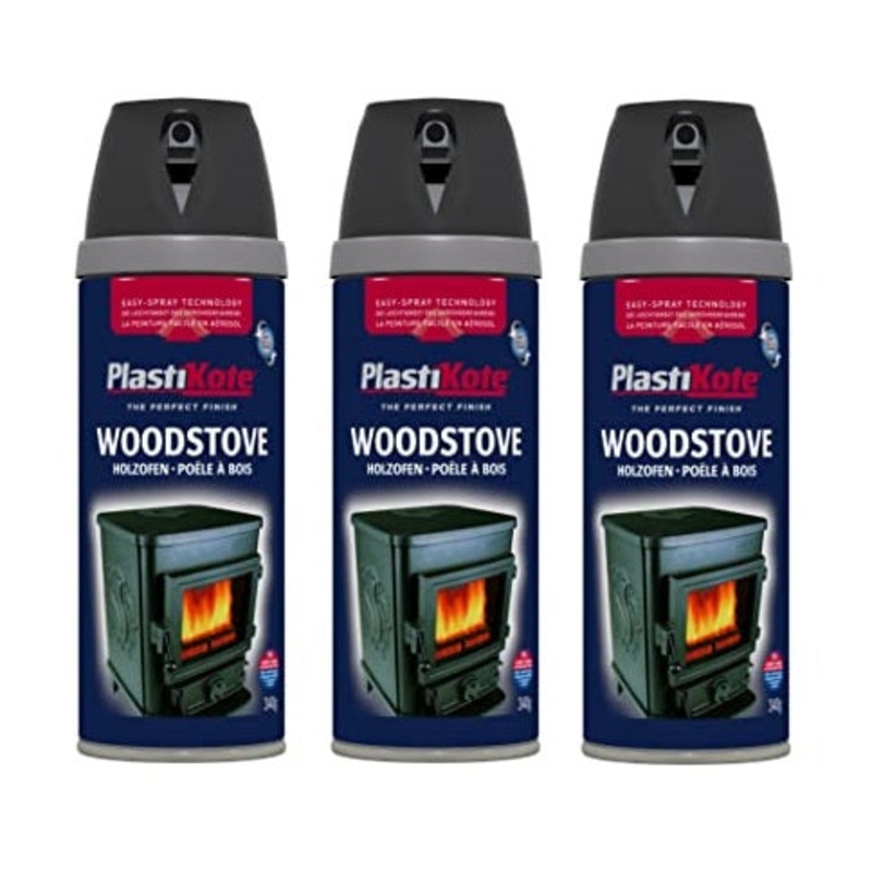 Plastikote Wood Stove Spray Paint Black 400ml