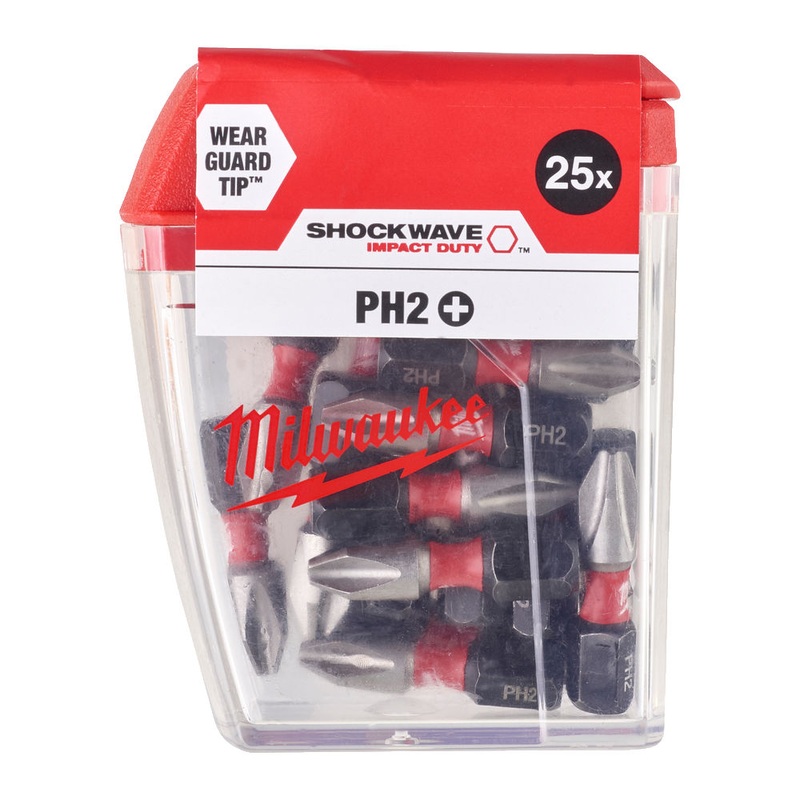 Milwaukee PH2 25mm Impact Shockwave Bits 25 Piece (4932472037)