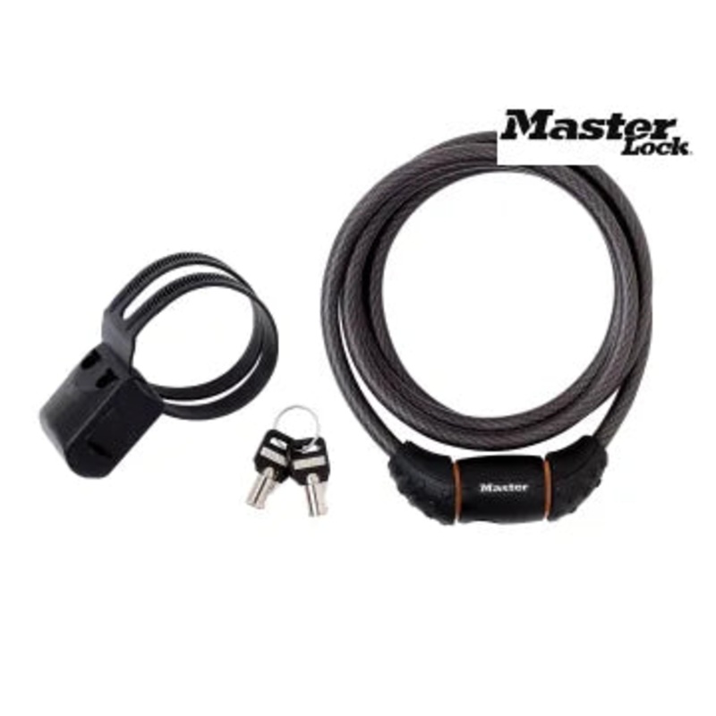 Master Black Braided Steel Keyed Cable 1.8m x 10mm Bike Lock