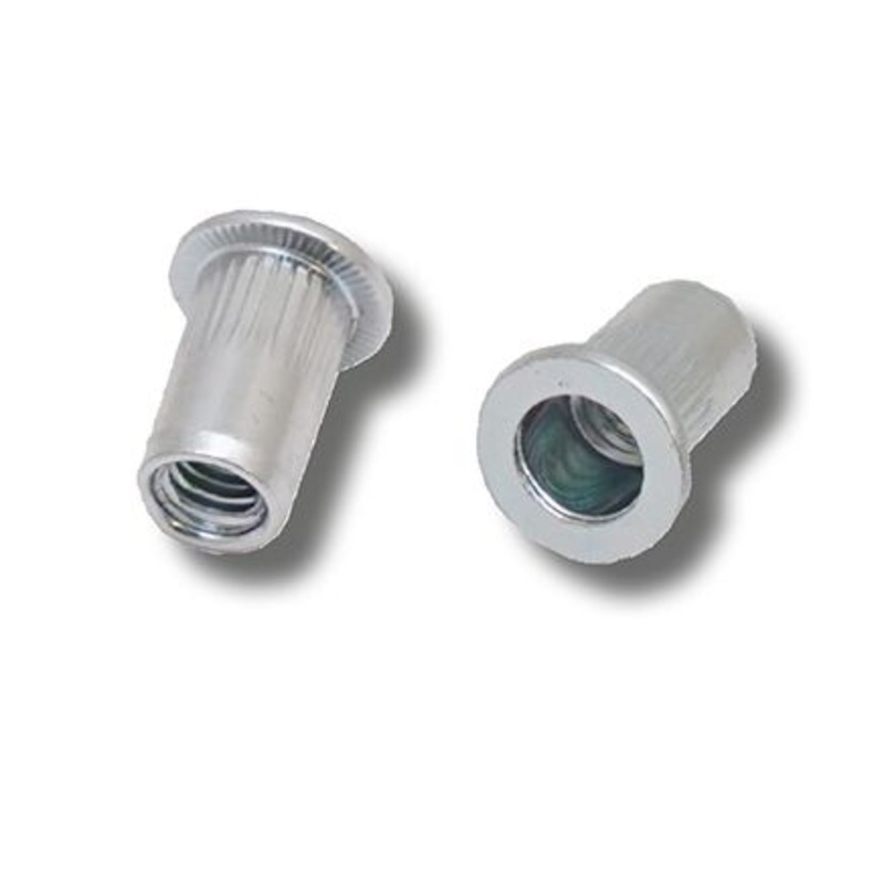 M5X13.0 (0.5-2.5) Steel Flat Head Round Knurled Body JRP Rivet Nuts (Box 1000)