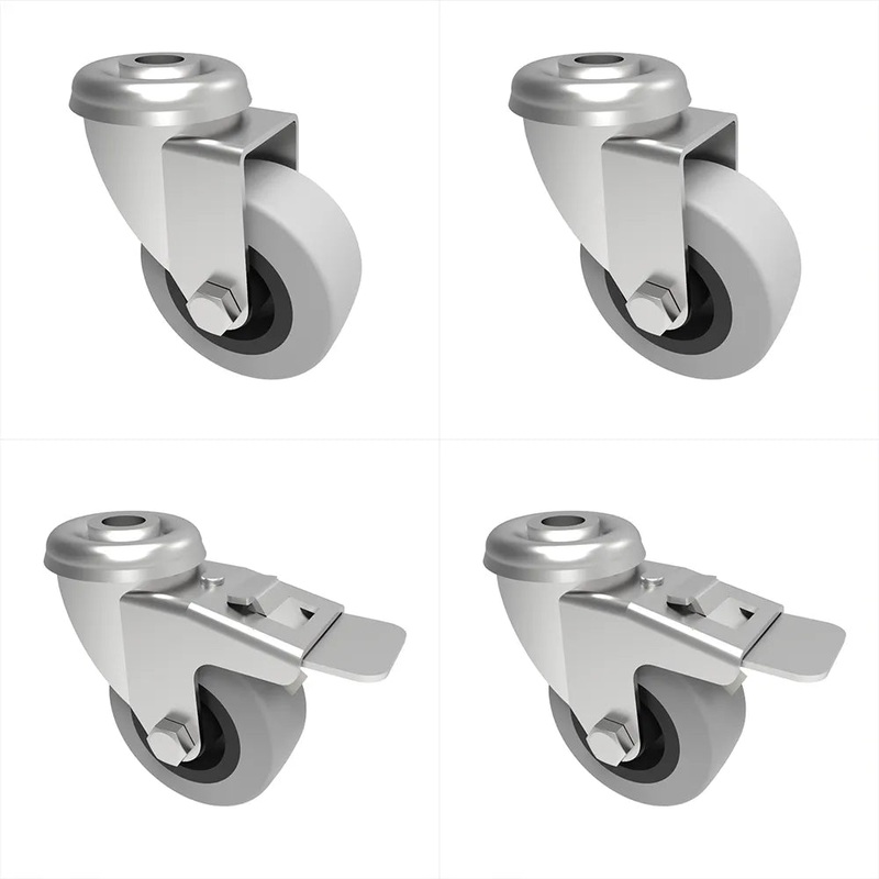 Pro Castor Heavy-Duty Bolt Hole Grey Rubber 50mm-125mm