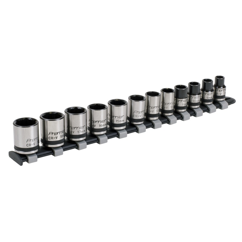Sealey AK2741B Socket Set 12pc 3/8Sq Drive Lock-On 6pt Metric – Black Series