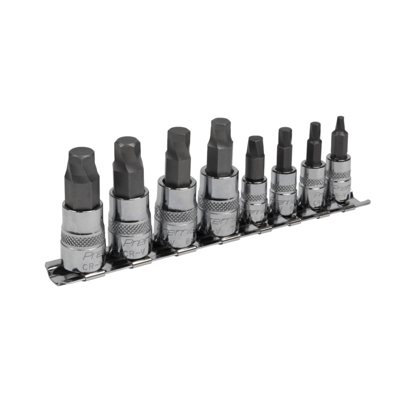 Sealey AK65600 Hex Socket Bit Set Lock-On 8pc 1/4 & 3/8Sq Drive Metric