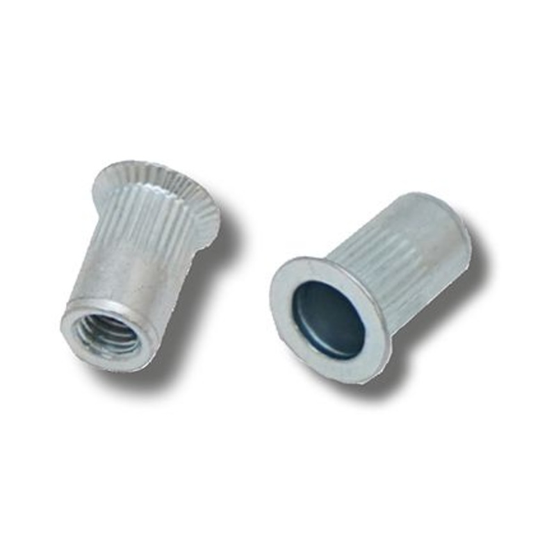 M10X21.0 (2.0-5.0) Steel Csk Head Round Knurled Body Open JRP Rivet Nuts (Box 250)