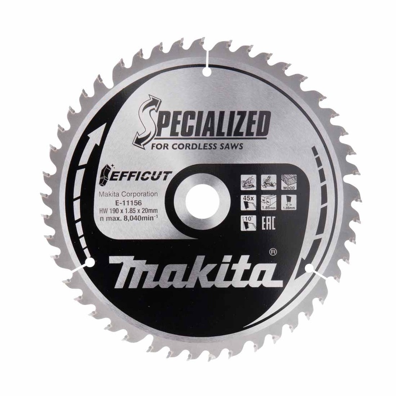 Makita E-11156 Efficut TCT Circular Saw Blade for Wood 190mm x 20mm 45T