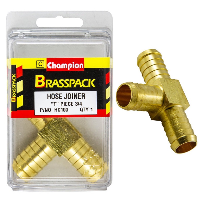 Champion Brass Hose Joiners – T – 3/4in