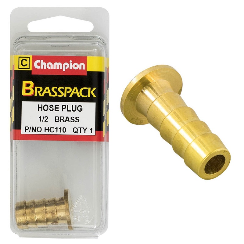 Champion Brass Hose Plugs – Barbed – 1/2in