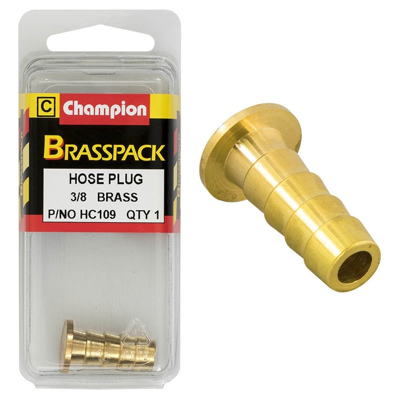 Champion Brass Hose Plugs – Barbed – 3/8in