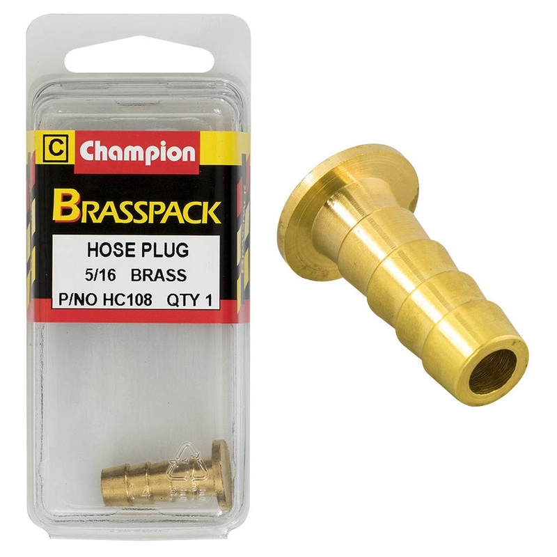 Champion Brass Hose Plugs – Barbed – 5/16in