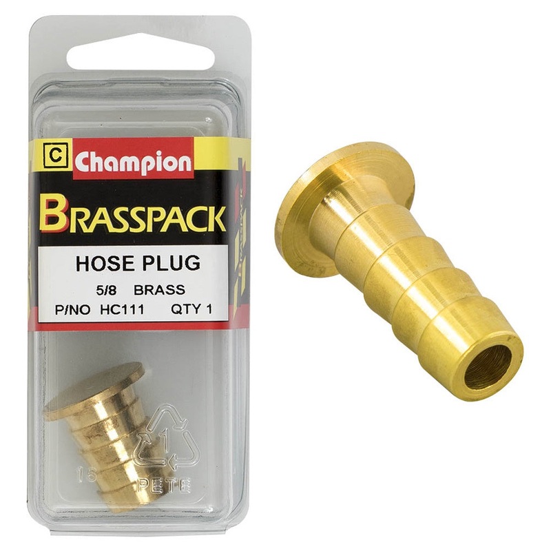 Champion Brass Hose Plugs – Barbed – 5/8in