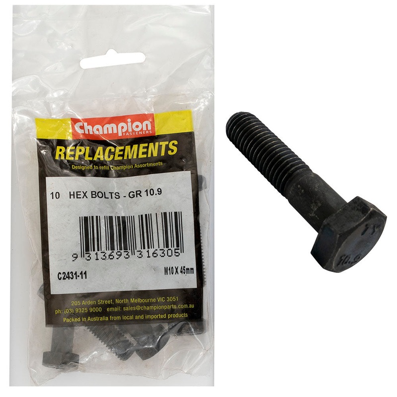 Champion Hex Bolts High Tensile M10 x 45mm – 10pk